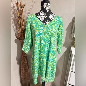 Lilly Pulitzer Green and Yellow Leaf Print Mini Dress